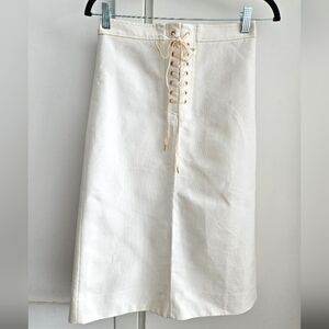 J.Crew Sailor Tie Skirt, White, Size 2